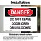 Signmission Do Not Leave Door Open Or Unlocked, 5 in W x Rectangle, Vinyl Decal OS-2PACK-DS-D-35-L-1152 - alternate 3